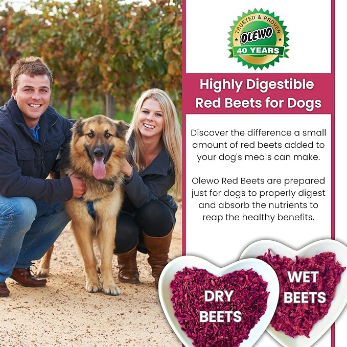 Olewo Original Red Beets for Dogs – Internal Support Dog Food Topper for Skin Sensitivity and Overall Balance, Prebiotic Fiber and Whole Food Nutrients, 1 lb