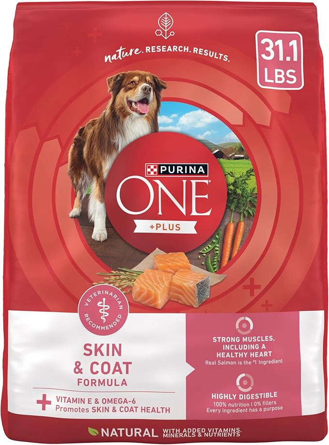 Purina ONE Natural, Sensitive Stomach Dry Dog Food, +Plus Skin & Coat Formula - 31.1 lb. Bag