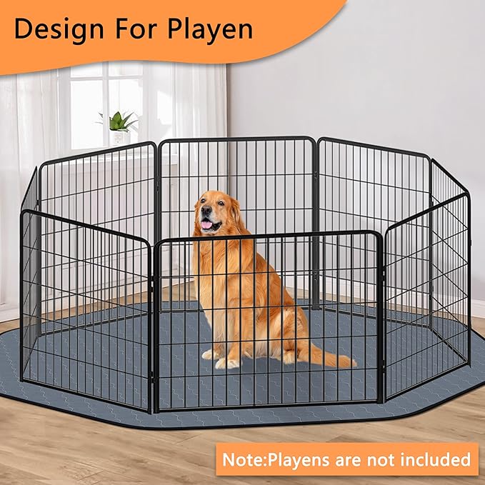 Bunlitent Washable Pee Pads for Dogs, 63'' Diagonal Octagon Puppy Pads, Designed for 24'' Width 8 Panels Dog Playpen, Non-Slip Whelping Pads with Super Absorbent, 2 Pack