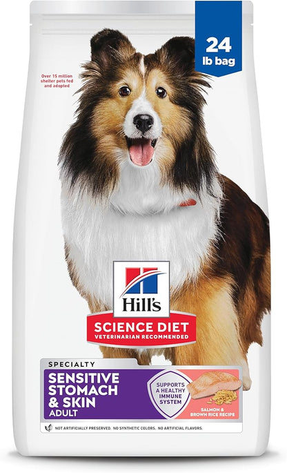 Hill's Science Diet Adult 1-6 Sensitive Stomach & Skin Dry Dog Food, Salmon Recipe, 24 lb. Bag
