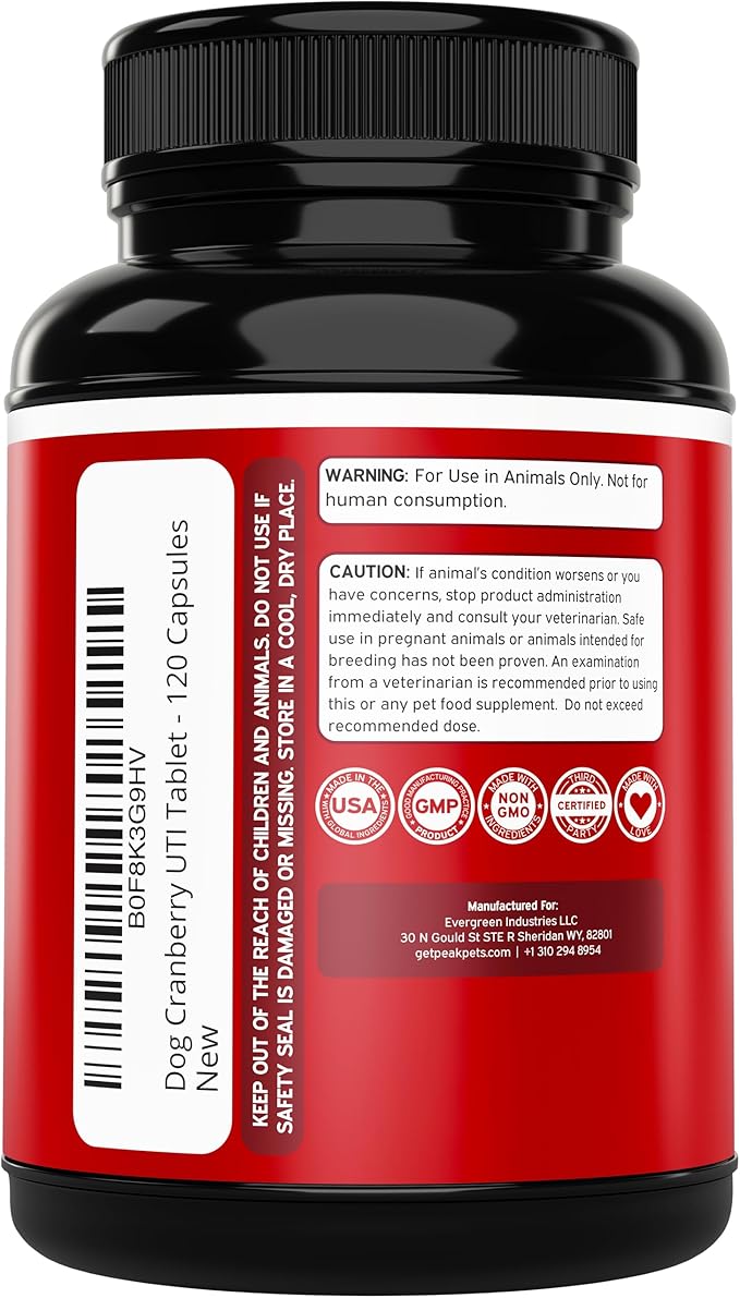 Cranberry Supplement for Dogs UTI Treatment (120 Chews) Dog Urinary Tract Support for Kidney & Bladder Health - Cranberry Relief Supplement for All Ages, Breeds & Sizes - Chicken Flavor - USA Made
