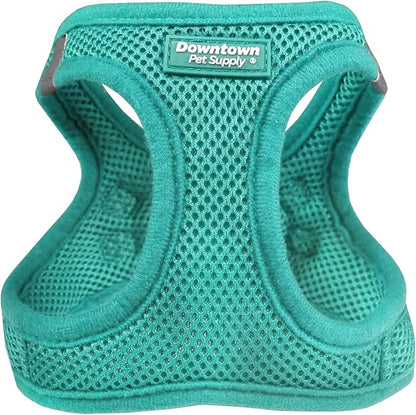 Downtown Pet Supply Step in Dog Harness for Teacup Dogs & Cats No Pull, XX-Small, Bermuda Blue - Adjustable Harness with Padded Mesh Fabric and Reflective Trim - Buckle Strap Harness for Dogs