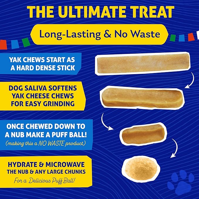Himalayan Dog Chew Peanut Butter Yak Cheese Dog Chews, The Better-for-You Chew, 100% Natural Long Lasting, Healthy Dog Treats, Lactose & Grain Free, Protein Rich, for Dogs 65 Lbs & Smaller, 4-Count
