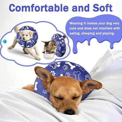 Recovery Donut Collar for Dogs & Cat,Inflatable Dog Cone Collar Alternative After Surgery,Soft Cone for Large Medium Small Dog,Adjustable Pet Neck Donut(Darkblue Bone,X-Large