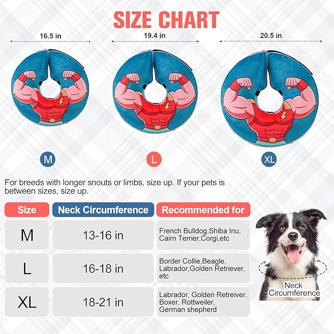 BEAUTYZOO Dog Cone Collar After Surgery for Large Medium Dogs, Soft Dog Cone Alternative to Stop Licking, Comfortable Inflatable Recovery Cones, Dogs Neck Donut Not Block Vision E-Collar, Blue L