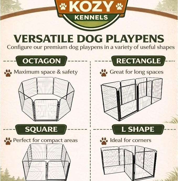 Dog Playpen w/Carrying Case for Indoor or Outdoor Use – 32 Inch, 24 Black Panels - Portable Metal Exercise Pen for Small & Medium Dogs - Pet Fence Kennel Crate for House, RV, or Travel