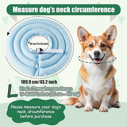 Soft Dog Cone Collar - Adjustable Recovery Cone for Medium Large Dogs After Surgery to Stop Licking, Waterproof Elizabethan Protective Neck Donut Collar Alternative for Pet (Blue, L)