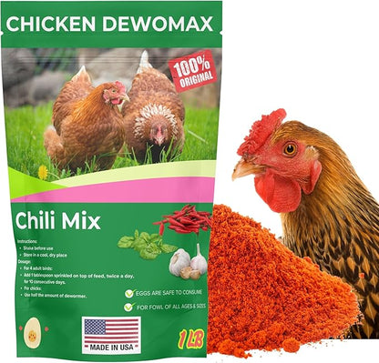 Natural Chicken Chili Mix De-Wormer Powder | 1LB | Promotes Balanced Digestive Wellness | Egg-Safe Chicken Wormer | Poultry Care for All Ages & Sizes