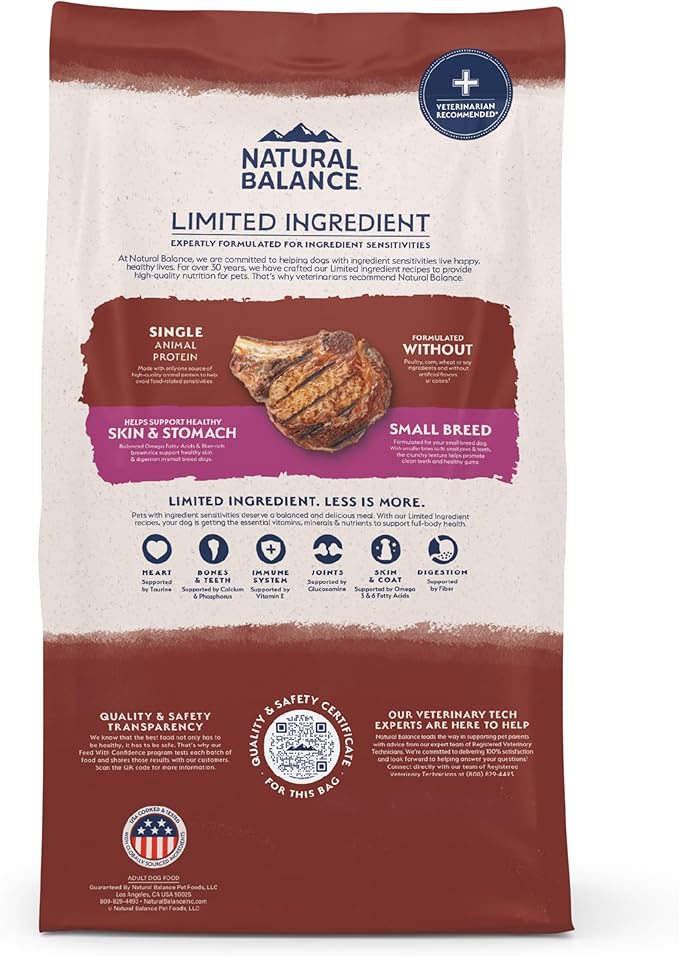 Natural Balance Limited Ingredient Small-Breed Adult Dry Dog Food with Healthy Grains, Beef & Brown Rice, 4 Pound (Pack of 1)