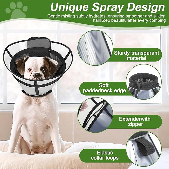 Cone for Dogs – Soft Elizabethan Collar for Large, Medium & Small Dogs | Post-Surgery Recovery, Anti-Licking, Adjustable & Lightweight Dog Cone Alternative (Black,M)