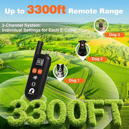 PaiPaitek No Shock Dog Training Collar with Remote 3300ft Range, Humane Vibrating Dog Collar, 3 Modes Ultrasonic, Beep, Vibration for Small Medium Large Dogs - Security Lock & No Prongs