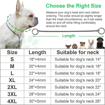Dog P Snake Chain Chrome Plated Metal Dog Training Choke/Collar-Fully Guaranteed Against Rust Tarnish or Breakage-Recommended for Professional Training (Golden, 5mm * 26")