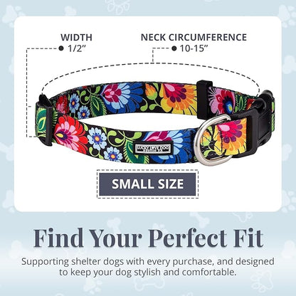 Lucky Love Dog - Adjustable Dog Collar with Easy Click Buckle for Small Dogs, Durable, & Comfortable for Male & Female Dogs, Pet Collar for Puppies & Adult Dogs - Blackbird, Small