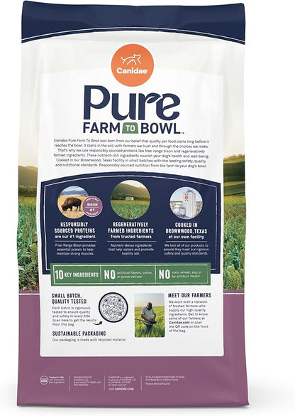 Canidae Pure Farm to Bowl Free-Range Bison & Barley Dog Food, Adult, 4lb
