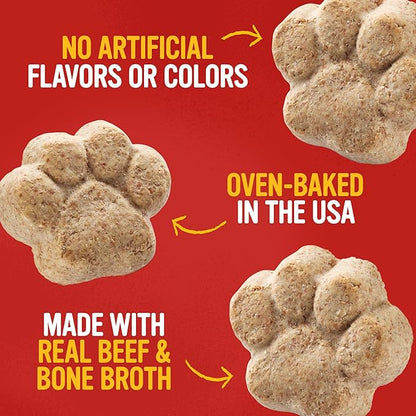Blue Dog Bakery More Crunch Medium Beef & Bone Broth Dog Treats, Dog Biscuits for Large Breeds, Healthy Treats, All Natural, 18 oz (Pack of 6)