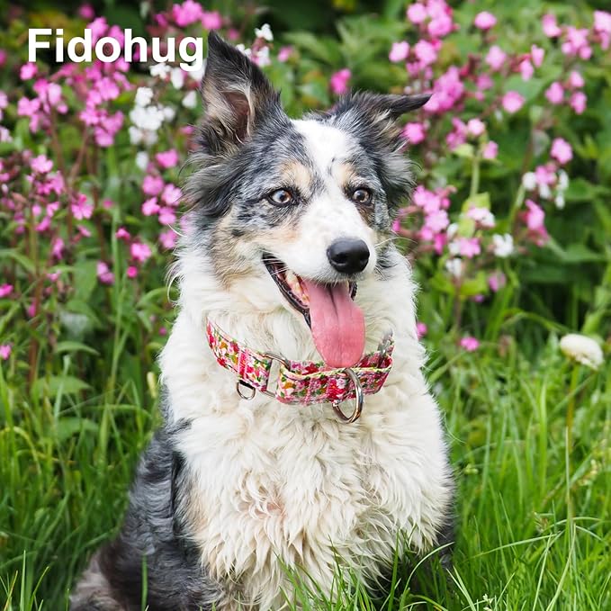 Reflective Martingale Collar for Dogs Nylon Training Collar with No Buckle Cute Floral No Pull Dog Collar for Small Dogs（Pink Flower，S）