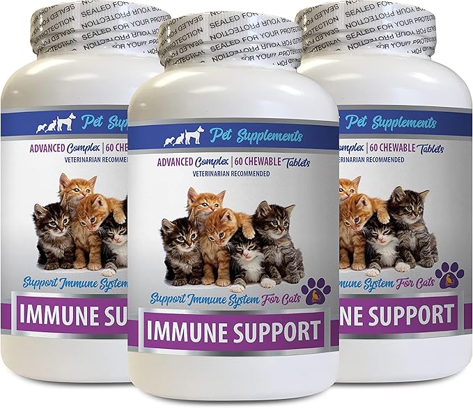 PET SUPPLEMENTS & NUTRITION LLC cat Itchy Skin - Immune Support for Cats - Healthy Immune Response - Vet Recommended - Milk Thistle Powder for Cats - 3 Bottles (180 Chewable Tablets)