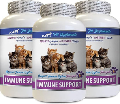 PET SUPPLEMENTS & NUTRITION LLC cat Itchy Skin - Immune Support for Cats - Healthy Immune Response - Vet Recommended - Milk Thistle Powder for Cats - 3 Bottles (180 Chewable Tablets)