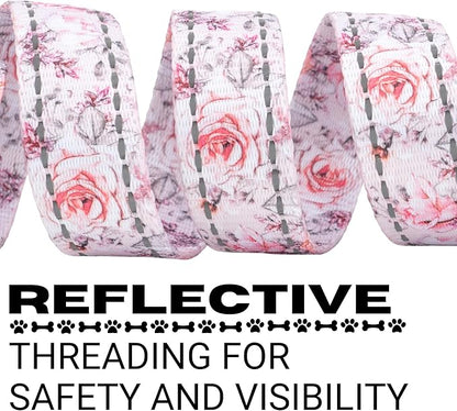 EcoBark Dog Leash - Soft & Reflective Comfort Leash with Padded Handle - Soft, Strong, & Durable for Small, Medium or Large Dogs (Floral)