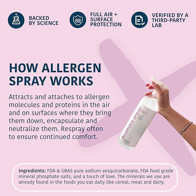 Allergy Asthma Clean Allergen Spray, Pets, Dust Allergies & More, Air & Surface, Just Add Water, Bottle, Over 33oz