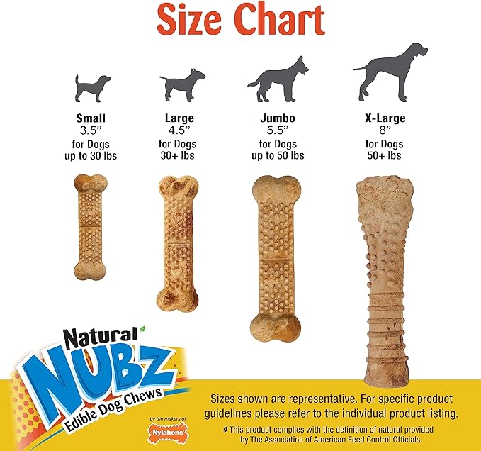 Nylabone Nubz Wild Natural Dog Chew Treats for Small Dogs, Long Lasting Dog Chew Bones Made in USA, Bison Flavor, for Dogs Up to 25 lbs. (12 Count)