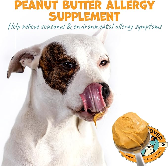 Pack Approved Dog Peanut Butter - Aids Dog Itching Skin Relief & Allergy Support with Colostrum - Contains Probiotics for Dogs Allergies and Itchy Skin - Allergy (239g)