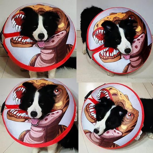 BEAUTYZOO Dog Cone Alternative After Surgery for Large Medium Small Dogs, Soft Inflatable Cone Collar for Dogs Cats, Pet Neck Donut E Collar Dog Recovery Collars to Stop Licking, Dinosaur, L