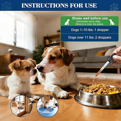 Dog Tracheal Collapse, Collapsed Trachea Treatment for Dogs, Herbal Liquid Drops Relief Cough & Helps Promote Easier Breathing, Natural Respiratory Support Airway Comfort, Bacon Flavor - 2 FL OZ