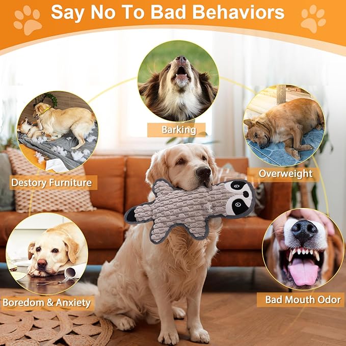 5 Pack No Stuffing Squeaky Dog Toys for Large Dogs - Interactive Durable Plush Chew Toy with Crinkle Paper, Safe Pet Toy for Small to Large Breed, Ideal for Puppy Gifts & Tug of War Toys