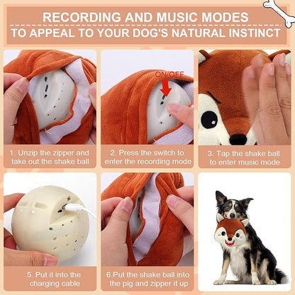 BABORUI Interactive Dog Toys Fox, Jumping Squeaky Dog Toys with Recording and Music Modes, Rechargeable Moving Dog Chew Toys for Small/Medium/Large Dogs to Keep Them Busy(Fox)