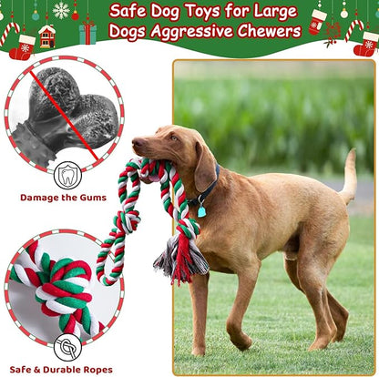 Aitmexcn Dog Rope Toys Set, 7 Pack Cotton Dog Toys for Large Dogs and Medium Small, Cute Interactive Squeaky Toy, Chewing Puppy Gaming Toy for Teeth Cleaning