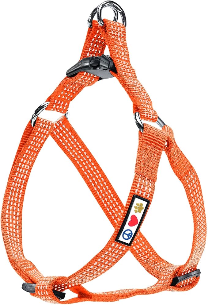 Pawtitas Reflective Step-in Dog Harness – Adjustable No-Pull Vest for Puppies to Seniors, Safe & Comfortable, XS Orange