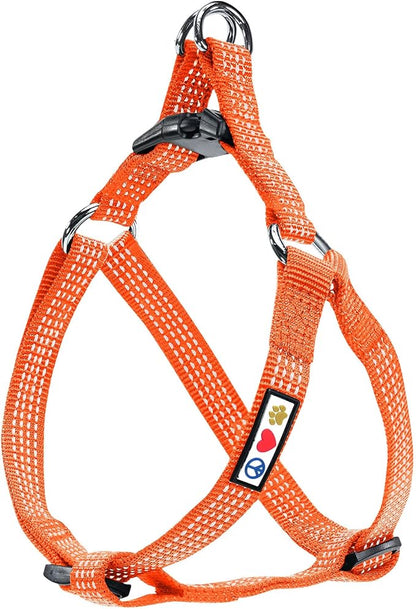 Pawtitas Reflective Step-in Dog Harness – Adjustable No-Pull Vest for Puppies to Seniors, Safe & Comfortable, XS Orange