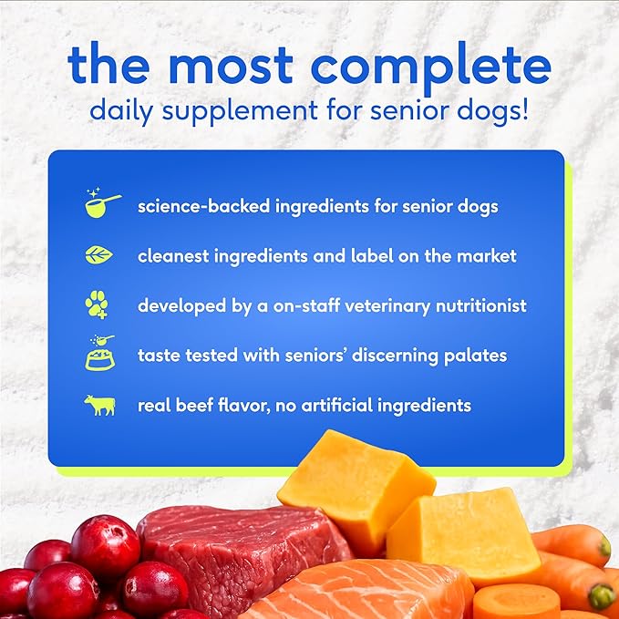 Native Pet Senior Daily Dog Vitamins & Supplements – 12-in-1 Dog Multivitamin Powder for Senior Dogs – Supports Mobility, Cognition, Digestion, Immune Health & More – 120 Scoops