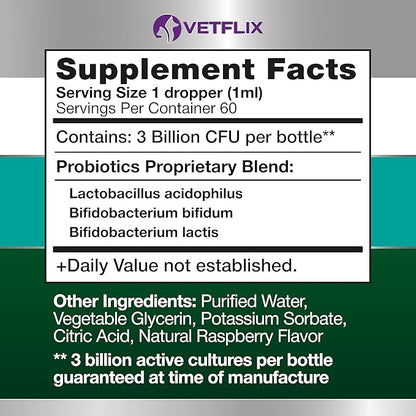 Premium Probiotics for Dogs, Cats, Puppies and Kittens - Digestive Enzymes and Prebiotics Supplement - Supports Digestive Health and Gut Balance - 2 Fl Oz