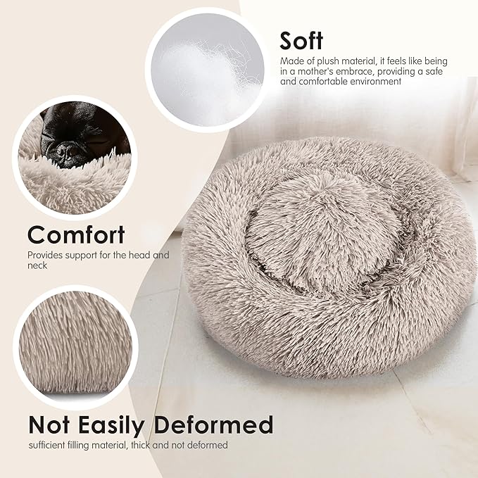 Extra Large Dog Beds, 36 Inch Human Dog Anxiety Relief Comfort Bed, Indestructible & Chew Proof Pet Beds (Brown)