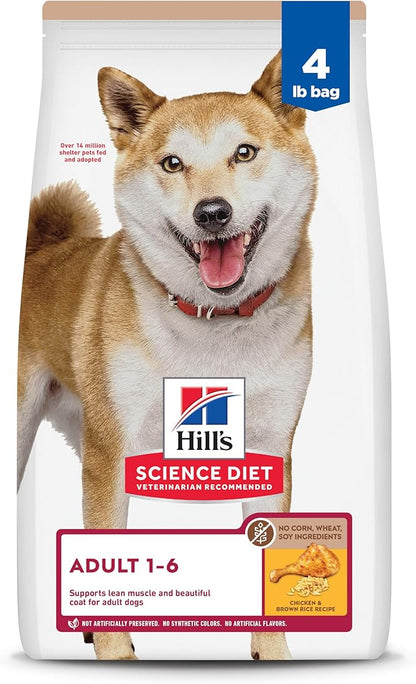 Hill's Science Diet Adult 1-6 No Corn, Wheat or Soy Dry Dog Food, Chicken, 4 lb. Bag