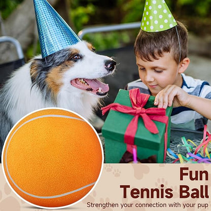 QDAN Large Tennis Ball for Dogs: Pet Toys 9.5" Giant Outdoor Dog Balls - Interactive Herding Ball for Medium Big Dogs Birthday Toys Indoor Playing Training- Orange