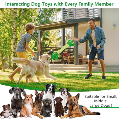 Letsmeet Large Squeaky Alligator Dog Toys, Interactive Puppy Toys with Crinkle Paper, Pull Tug of War Dog Toy, Plush Dog Chew Toys for Small, Medium, Large Breed