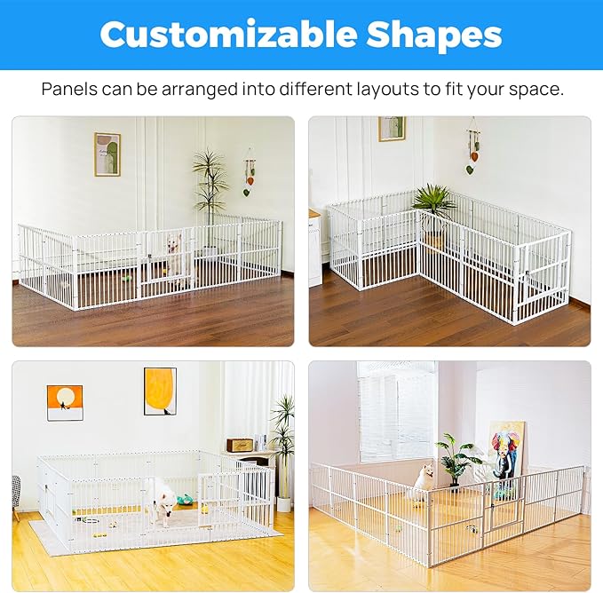 Dog Playpen - 32" Height Dog Pen, Heavy Duty Puppy Pen with Door, Safe & Sturdy, Easy Assemble for Indoor/Outdoor Pet Playpen (10 Panels with Door, White)