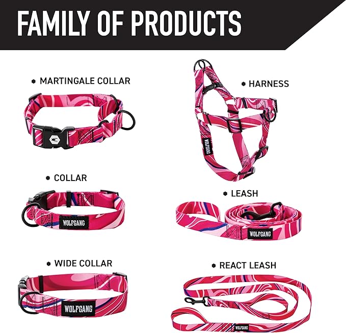Wolfgang Heavy Duty Martingale Dog Collar with Quick Release Nylon Buckle for Walking & Training, MarbleSwirl Print, X-Large