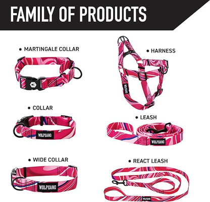 Wolfgang Heavy Duty Martingale Dog Collar with Quick Release Nylon Buckle for Walking & Training, MarbleSwirl Print, Small