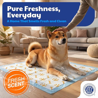 American Kennel Club Advanced Puppy Pads with Color-Changing Health+ Indicator and Ultra Absorbent Quick Dry Gel – 22''x22'' Leakproof Training Pads for Dogs – Fresh Scented – 100 Count