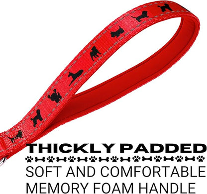 EcoBark Dog Leash - Soft & Reflective Red Comfort Leashes with Padded Handle - Safe, Strong, & Durable for Small, Medium or Large Dogs (Red)
