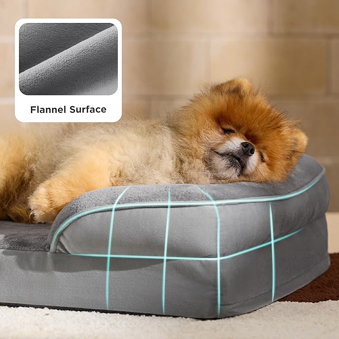 Bedsure Orthopedic Dog Beds for Small Dogs - Washable Small Dog Cat Bed Waterproof, Comfort Pet Couch Sofa with Washable Removable Cover, Pets Bed with Nonskid Bottom, Hazel, 24"