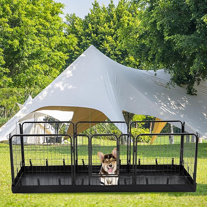 PJYuCien Rectangle Dog Playpen Bottom - Fits 8 Panels, 24'' Width, 24''x72'' Size, 600D Oxford Cloth, Waterproof