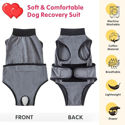 Idepet Dog Recovery Suit for Dogs After Surgery,Onesie Dogs Surgery Suit Female Male Soft Breathable Pet Bodysuit E-Collar & Cone Alternative Surgical Spay Suit Abdominal Anti Licking Wounds (XS)