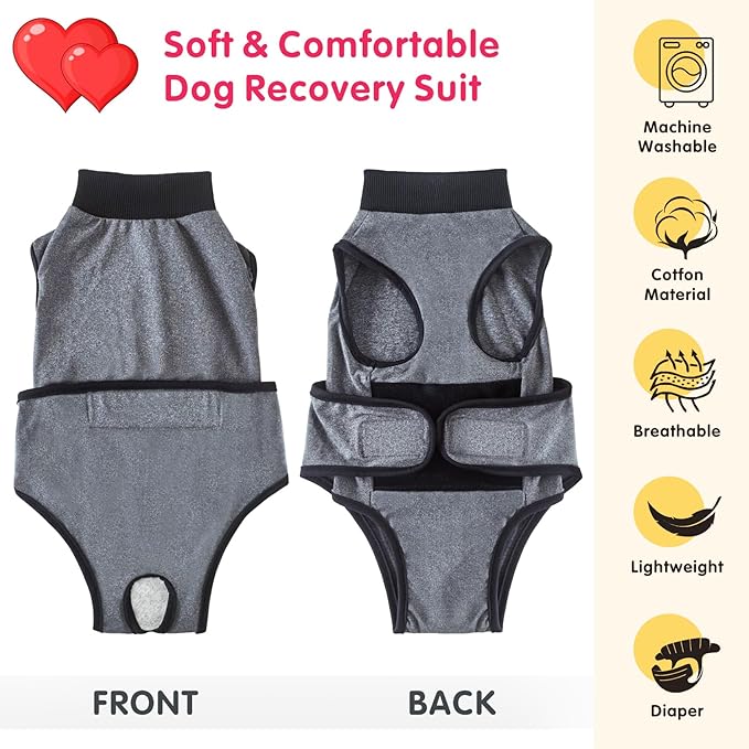 Idepet Dog Recovery Suit for Dogs After Surgery,Onesie Dogs Surgery Suit Female Male Soft Breathable Pet Bodysuit E-Collar & Cone Alternative Surgical Spay Suit Abdominal Anti Licking Wounds (XXL)