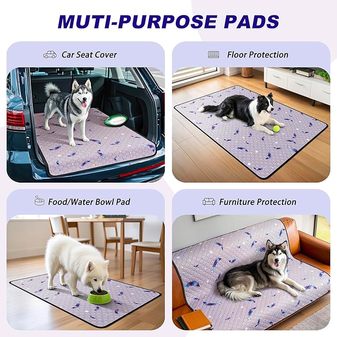 WanpeeGoo Washable Pee Pads for Dogs, 2Pack Reusable Puppy Pads, Super Absorbent & Leakproof Dog Pads, Anti-Slip Dog Pee Pads for Puppy Training & Incontinence, Feather Pattern 24"x24"
