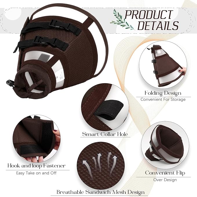 Dora Bridal Dog Cone Collar for Medium Dogs After Surgery, Soft Comfy Recovery Pet Cone Alternative, Adjustable Elizabethan Collar for Dogs to Stop Licking, Brown, M